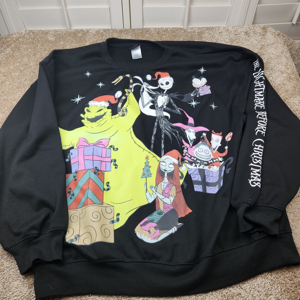 Disney Nightmare Before Christmas Sweatshirt XXL Black Jack Skellington Sally
